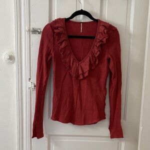 Ruffle v neck Free People thermal top